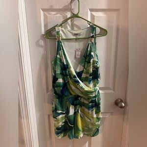 White House Black Market Green Leaf Dress